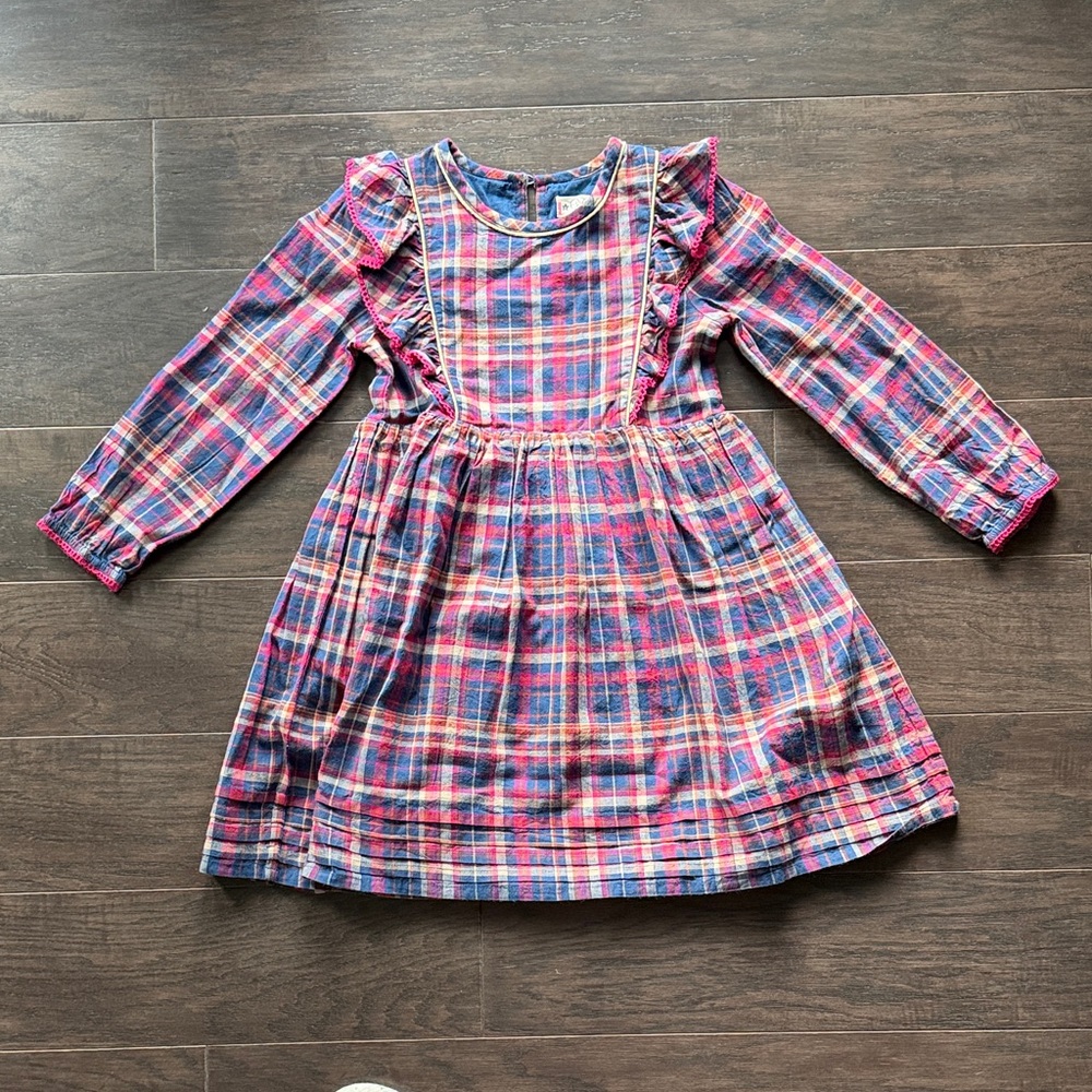Colorful Plaid Ruffle Kids Dress